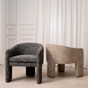 Luxury Textured Bouclé Designer Armchair with Curved Arms – Luxury Hotel Furniture Lifestyle View by Luxury Group International