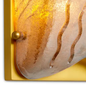 Lampada da Parete di Lusso in Vetro Testurizzato con Design Artistico a Onde e Cornice Dorata - Arredamento di Lusso per Hotel Vista dettaglio di Luxury Group International