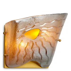 Lampada da Parete di Lusso in Vetro Testurizzato con Design Artistico a Onde e Cornice Dorata - Arredamento di Lusso per Hotel Vista frontale di Luxury Group International