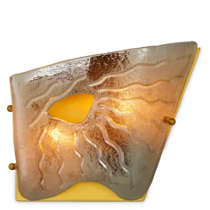 Lampada da Parete di Lusso in Vetro Testurizzato con Design Artistico a Onde e Cornice Dorata - Arredamento di Lusso per Hotel Vista frontale di Luxury Group International