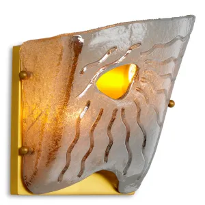 Lampada da Parete di Lusso in Vetro Testurizzato con Design Artistico a Onde e Cornice Dorata - Arredamento di Lusso per Hotel Vista frontale di Luxury Group International