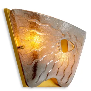 Luxury Textured Glass Wall Lamp with Golden Frame and Sculptural Design - Luxury Hotel Furniture Front View by Luxury Group International