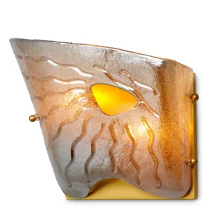 Luxury Textured Glass Wall Lamp with Golden Frame and Sculptural Design - Luxury Hotel Furniture Front View by Luxury Group International