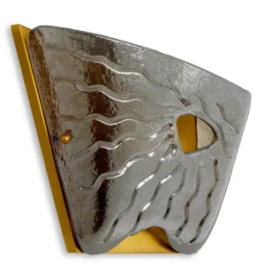 Luxury Textured Glass Wall Lamp with Golden Frame and Sculptural Design - Luxury Hotel Furniture Side View by Luxury Group International