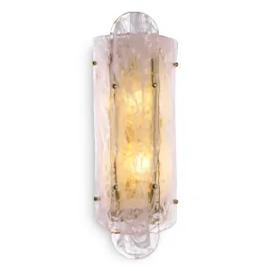 Luxury Textured Glass Wall Sconce in Blush Pink Glass with Cylindrical Glow Shade by Luxury Group International