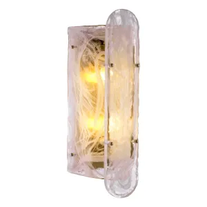 Luxury Textured Glass Wall Sconce in Blush Pink Glass with Cylindrical Glow Shade Side View by Luxury Group International