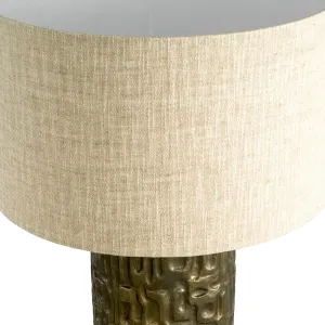 Lampada da Tavolo di Lusso con Base Scultorea Testurizzata e Paralume in Tessuto - Arredamento di Lusso per Hotel Vista dettaglio di Luxury Group International