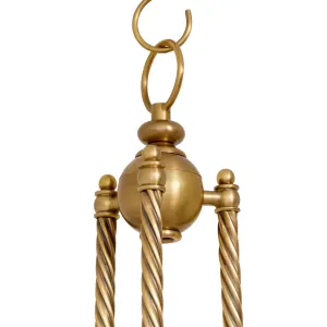 Lustre de luxe à trois branches doré avec structure torsadée et abat-jours en tissu – 69 cm - Lustre de luxe Vue détaillée par Luxury Group International