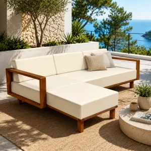 Luxus Dreisitzer-Sofa mit linker Chaiselongue Vorderansicht von Luxury Group International