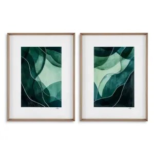 Luxury Tide Source Abstract Wall Art Print Set in Natural Wooden Frames - Luxury Wall Art Front View by Luxury Group International