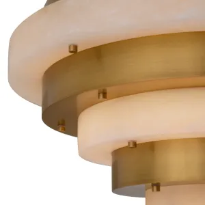 Luxury Tiered Alabaster Ceiling Lamp with Brushed Brass Art Deco Design Detail View by Luxury Group International
