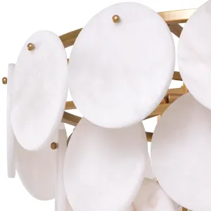 Luxus Stufiger Alabaster-Scheiben-Kronleuchter mit gebürstetem Messinggestell für elegante Innenräume Detailansicht von Luxury Group International