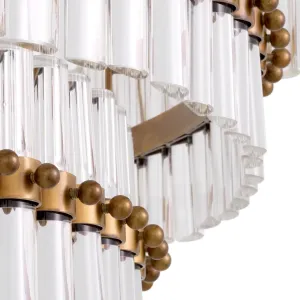 Lampadario di Cristallo a Più Livelli – Lampada a Sospensione Dorata Multistrato Vista dettaglio di Luxury Group International
