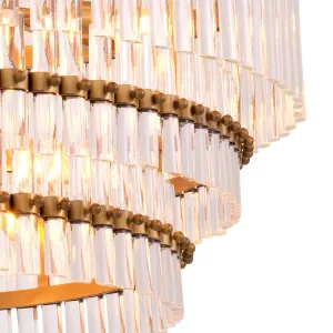 Lampadario di Cristallo a Più Livelli – Lampada a Sospensione Dorata Multistrato Vista dettaglio di Luxury Group International