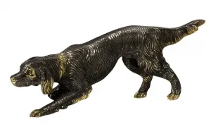 Escultura de Bronce de Perro Setter de Seguimiento de Lujo en Acabado Dorado y Oxidado por Luxury Group International