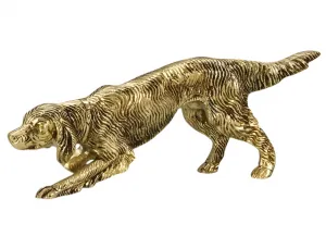 Escultura de Bronce de Perro Setter de Seguimiento de Lujo en Acabado Dorado y Oxidado por Luxury Group International