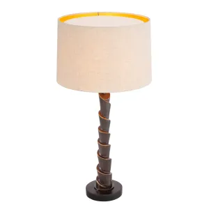 Luxus Tischlampe aus verdrehtem Metall mit Stoffschirm für elegante Innenräume Vorderansicht von Luxury Group International