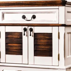 Luxuriöser zweifarbiger Nachttisch aus Holz mit Schublade & Lamellentüren – Luxus-Nachtkommoden Vorderansicht von Luxury Group International