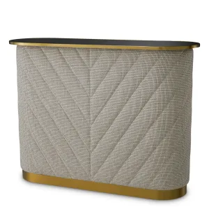 Luxury Off-White Upholstered Bar Counter with Tempered Glass Top - Luxury Hotel Furniture by Luxury Group International