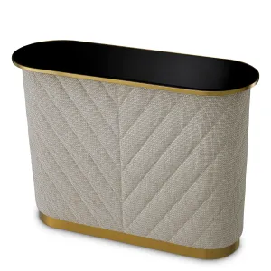 Luxury Off-White Upholstered Bar Counter with Tempered Glass Top - Luxury Hotel Furniture Front View by Luxury Group International