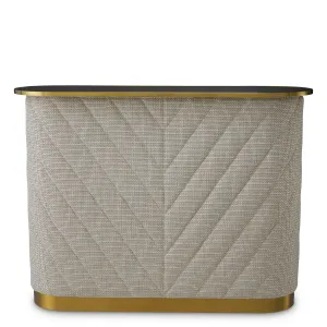Luxury Off-White Upholstered Bar Counter with Tempered Glass Top - Luxury Hotel Furniture Front View by Luxury Group International