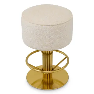 Luxury Upholstered Bar Stool with Gold Pedestal Base H. 68 cm. - Luxury Bar Furniture Front View by Luxury Group International