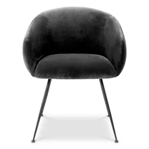 Luxury Velvet Dining Chair with Curved Backrest - Luxury Dining Chairs - Luxury Hotel Furniture Front View by Luxury Group International