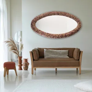 Luxury Venetian Style Oval Wall Mirror with Handcrafted Amethyst Rosette Glass Frame Lifestyle View by Luxury Group International