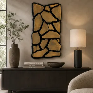 Luxury Vintage Brass Abstract Wall Art Panel 90 cm Lifestyle View by Luxury Group International