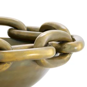 Luxury Vintage Brass Chain Link Decorative Bowl Ø43 cm Detail View by Luxury Group International