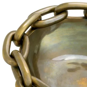 Luxury Vintage Brass Chain Link Decorative Bowl Ø43 cm Detail View by Luxury Group International