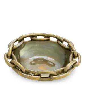 Luxury Vintage Brass Chain Link Decorative Bowl Ø43 cm Top View by Luxury Group International