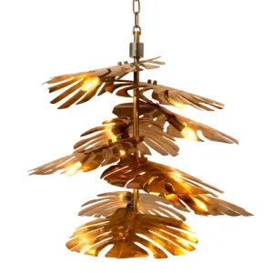 Luxury Vintage Brass Finish Decorative Chandelier Front View by Luxury Group International