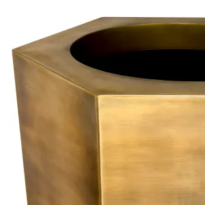 Luxury Vintage Brass Tall Indoor Planter 100.5 cm Architectural Design Detail View by Luxury Group International