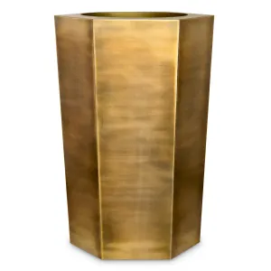 Luxury Vintage Brass Tall Indoor Planter 100.5 cm Architectural Design Front View by Luxury Group International