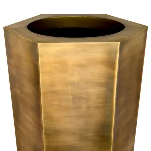 Luxury Vintage Brass Tall Indoor Planter 100.5 cm Architectural Design Side View by Luxury Group International
