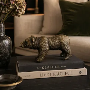 Luxury Walking Bear Bronze Sculpture in Three Artisan Finishes - Luxury Bronze Figure Lifestyle View by Luxury Group International