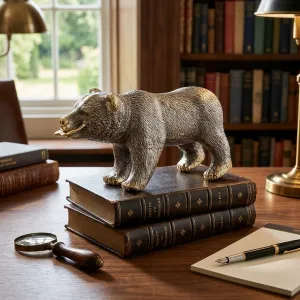 Luxury Walking Bear Bronze Sculpture in Three Artisan Finishes - Luxury Bronze Figure Lifestyle View by Luxury Group International