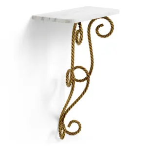 Luxury Wall Mounted Console Table with Marble Top & Golden Twisted Scroll Support -Luxury Furniture Front View by Luxury Group International