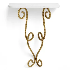 Luxury Wall Mounted Console Table with Marble Top & Golden Twisted Scroll Support -Luxury Furniture Front View by Luxury Group International