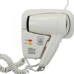 Luxury Wall Mounted Hotel Hair Dryer with Differential Safety Switch & Night Light Sensor Front View by Luxury Group International