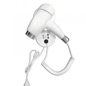 Luxury Wall Mounted Hotel Hair Dryer with Integrated Shaver Socket & IP21 Protection Front View by Luxury Group International