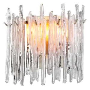 Luxury Wall Sconce in Clear Polished Metal with tube cluster glow Front View by Luxury Group International