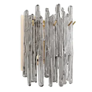 Luxury Wall Sconce in Clear Polished Metal with tube cluster glow Side View by Luxury Group International