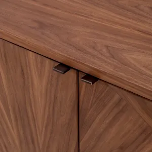 Luxury Walnut Brown Sunburst Veneer Sideboard Cabinet - Luxury Sideboard Detail View by Luxury Group International