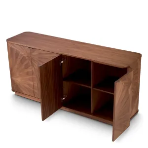 Luxury Walnut Brown Sunburst Veneer Sideboard Cabinet - Luxury Sideboard Detail View by Luxury Group International