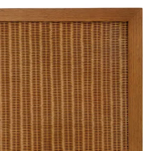 Luxury Warm Oak Brown Rattan Four-Door Sideboard Cabinet - Luxury Sideboard - Luxury Hotel Furniture Detail View by Luxury Group International