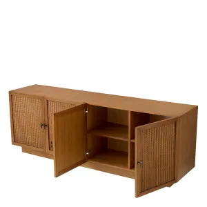 Luxury Warm Oak Brown Rattan Four-Door Sideboard Cabinet - Luxury Sideboard - Luxury Hotel Furniture Front View by Luxury Group International