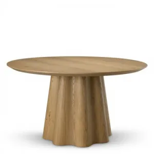 Luxury Warm Oak Veneer Dining Table Front View by Luxury Group International