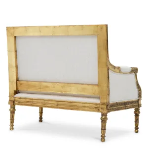 Luxury White and Antique Gold Baroque-Style Loveseat - Luxury Hotel Furniture Back View by Luxury Group International